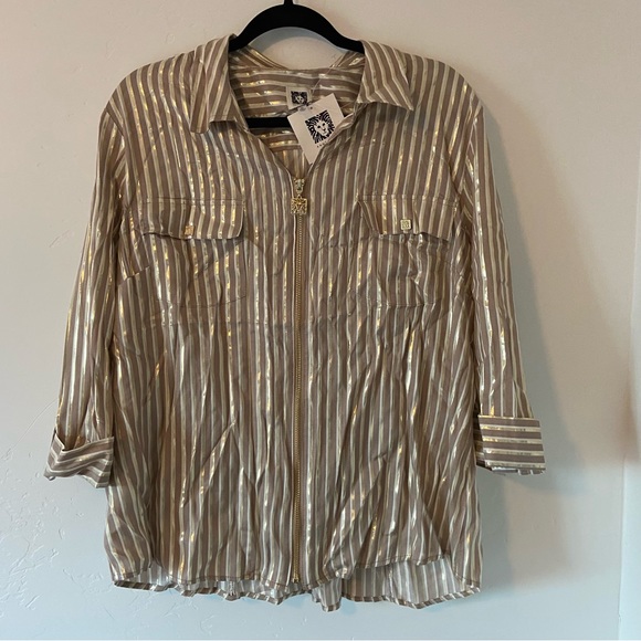 Anne Klein Tops - anne klein striped woven blouse